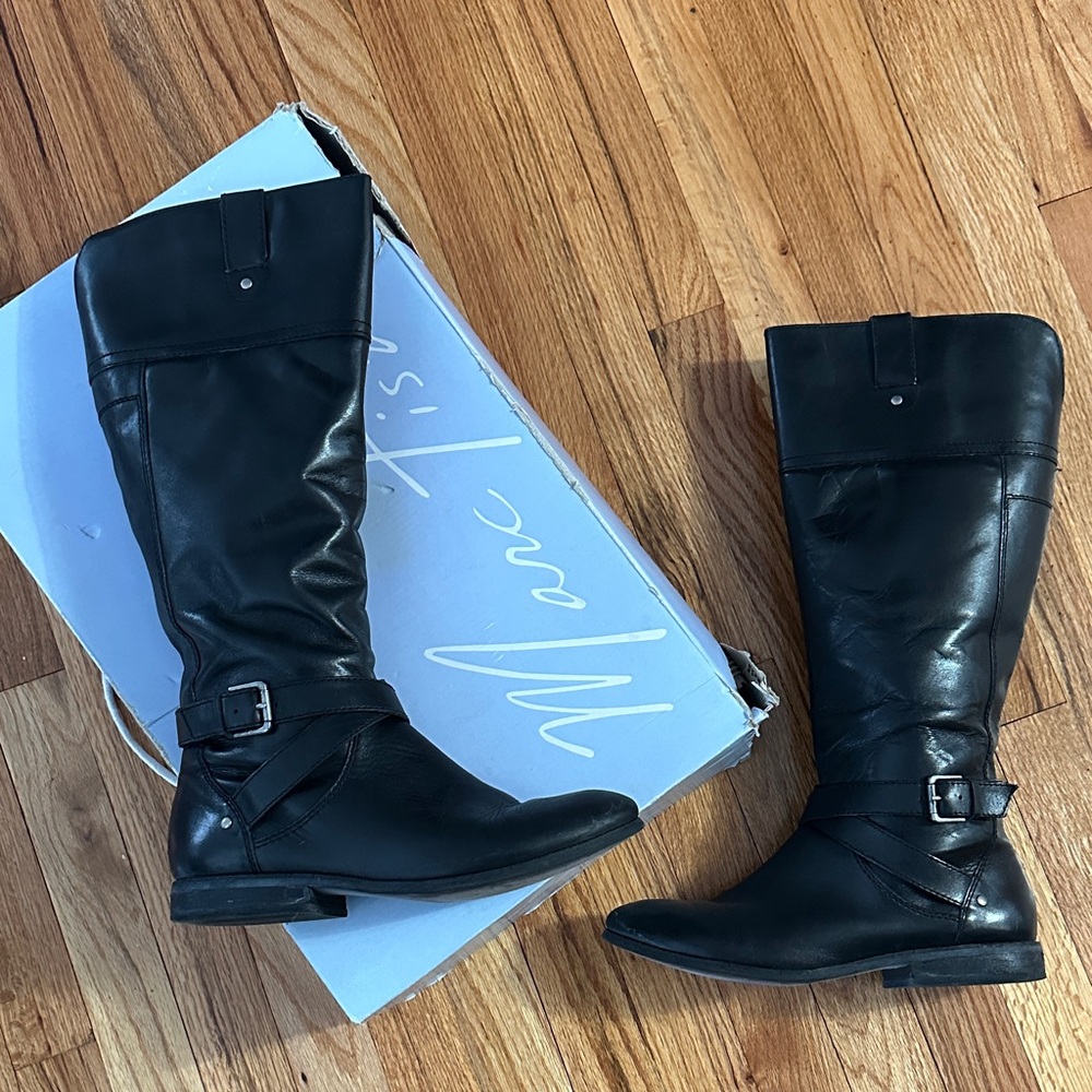 Marc Fisher Black Knee High Leather Boots